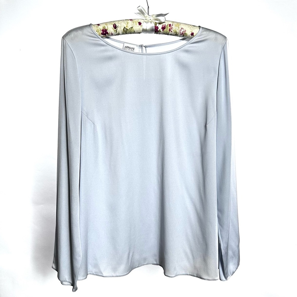 Armani Collezioni Light Blue Silk Blouse